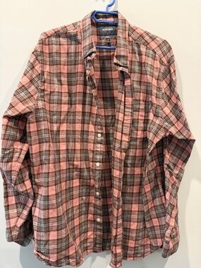 Bonobos Pink and Brown Plaid Casual Button-Down Shirt